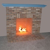 Brick Fireplace and hearth - custom wood mantel