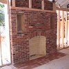 Unique Rumford Style Brick Fireplace