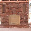 Unique Rumford Style Brick Fireplace
