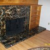 Marble Face Fireplace and hearth - custom wood mantel and surround