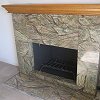 Marble Face Firepace and hearth - custom wood mantel