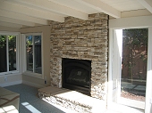 Eldorado stacked stone veneer fireplace