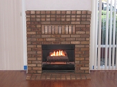 Brick fireplace and hearth