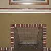 Thin Brick Tile Fireplace and hearth - custom mantel with glazed thin brick