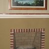 Thin Brick Tile Fireplace and hearth - custom mantel with glazed thin brick