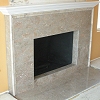 Marble Face Fireplace and hearth - custom wood mantel