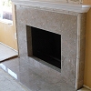 Marble Face Fireplace and hearth - custom wood mantel