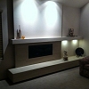 Modern linear fireplace design, plastered face