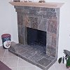 Slate Tile Face Fireplace - custom wood mantle