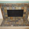 Batchelder Tile Face Fireplace and hearth