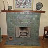 Batchelder Tile Face Fireplace and hearth