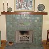 Batchelder Tile Face Fireplace and hearth
