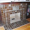 Batchelder Tile Face Fireplace and hearth