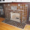 Batchelder Tile Face Fireplace and hearth