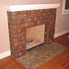 Batchelder Tile Face Fireplace and hearth