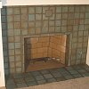 Batchelder Tile Face Fireplace and hearth