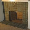 Batchelder Tile Face Fireplace and hearth