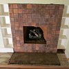 Batchelder Tile Face Fireplace and hearth